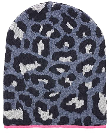 Zwillingsherz Slouch-Beanie-Mütze im Leo Design mit Kaschmir - Hochwertige Strickmütze für Damen Mädchen - Hat - Pailletten Stern - One Size - Sommer Herbst und Winter - JNS p