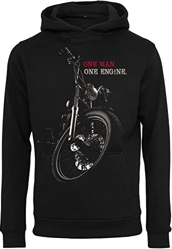 Baddery Biker Hoodie Herren - Chopper : One Man One Engine - Pullover Männer - Geschenk Motorradfahrer - Motorrad Bekleidung Set Zubehör (XXL)