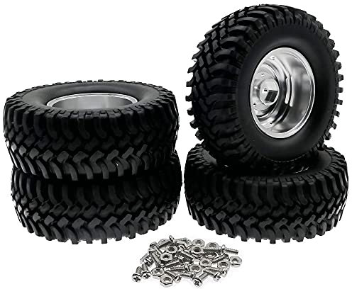 KRYDN 4 Stück Räder 1.9 Reifen mit Alufelge für 1-12 Barrage 1-18 Temper 1-10 RGT 136100 und Outback Crawler Teile ( Color : Silver )