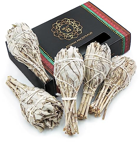 MUT22 5 Antorchas Salvia Blanca Sagrada para Quemar, Hierba de Purificación y Armonía: Salvia Apiana 100% Natural, Ideal para Limpieza Espiritual y Rituales Energéticos
