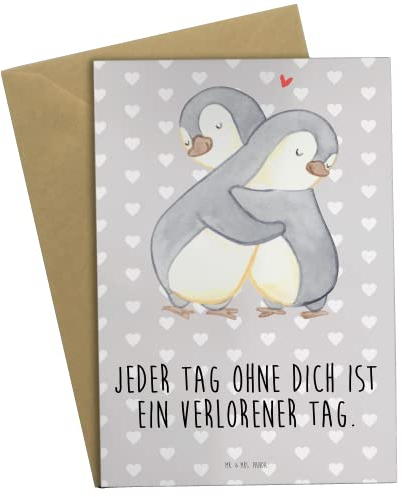 Mr. & Mrs. Panda Grußkarte Pinguine Kuscheln - Geschenk, Heiraten, Liebe, Geschenk für Freundin, Hochzeitskarte, Liebesgeschenk, Valentinstag,