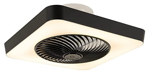 QAZQA Moderno Smart plafondventilator vierkant zwart incl. LED dimbaar - Climo Plástico/Acero Cuadrada Incluye LED Max. 1 x 40 Watt