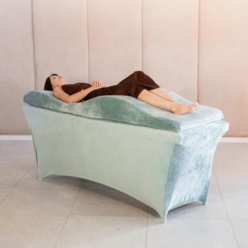 Untitled Wave Matratze (Curved Topper) mit Memory Foam 180x60 für Kosmetikliege, Massageliege, mit Bezug aus Velours | für Wimpernverlängerungen, PMU - Minze