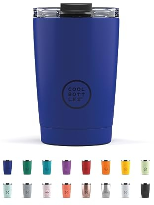 Cool Bottles - Tumbler - Vaso Térmico de Acero Inoxidable - 330 ml - Vivid Blue - Taza de Café - Altura 14 cm - Bebidas Frías 10 horas y Calientes 5 horas - Tapa Hermética - Libre de BPA