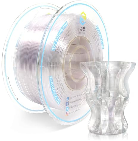 YOUSU PETG 3D Printer Filament 1.75mm, 1kg PLA Filament (2.2lbs) Better Physical Strength and Layer Bonding Performance, Fit Most FDM Printer (PETG Transparent)
