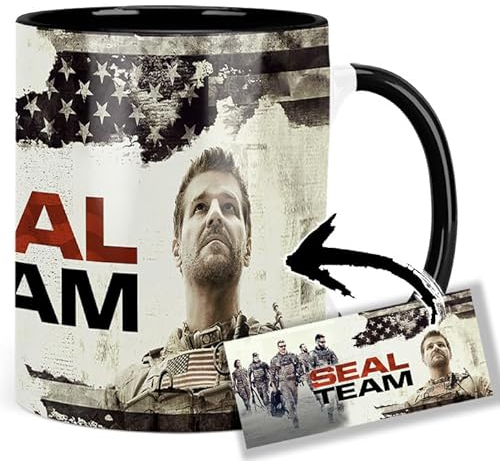 SEAL Team David Boreanaz Tasse Innen & Henkel Schwarz Keramikbecher Mug