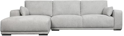 Furnhouse California L-Form Ecksofa Links Grau – Hochwertiger Stoffbezug, Skandinavisches Design, Taschenfederkern, Bequeme Polsterung, Modernes Wohnzimmersofa mit Ottomane