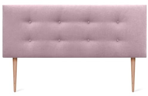 DHOME Testiera in Similpelle o Tessuto AQUALINE Pro con 2 file di Bottoni e Gambe Testiera Imbottita per Letto di Lusso (Tessuto Rosa, 160x105cm (Letti 150/160))