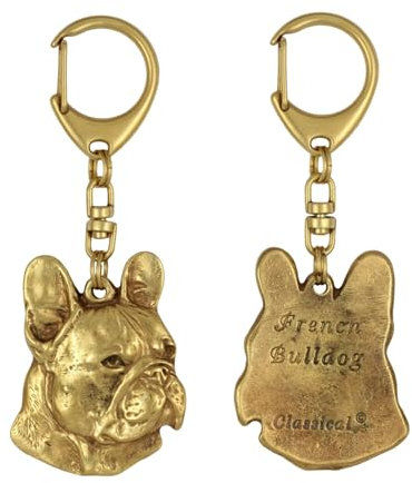 Art-Dog Niedlicher Hundeschlüsselanhänger - Exklusive Kollektion French Bulldog - Französische Bulldogge I Schlüsselanhänger Hund - Vergoldete Keyring in Schöner Schatulle - 5,2x3,9x9cm