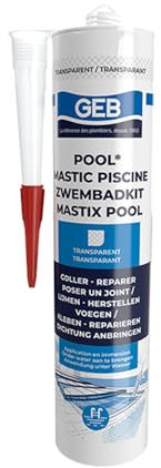 GEB - Réparation piscine - Lot de 4 Mastics piscine POOL qualité professionnelle TRANSPARENT 290 ml - GEB