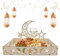 TECHEEL Ramadan Teller,Eid Mubarak Tablett Holztablett Tischdeko für Dessertsnacks Serviertablett mit Mond und Stern Muster Ramazan Deko für Süßigkeiten Kuchen Kekse, für Eid Tischdekoration (A)