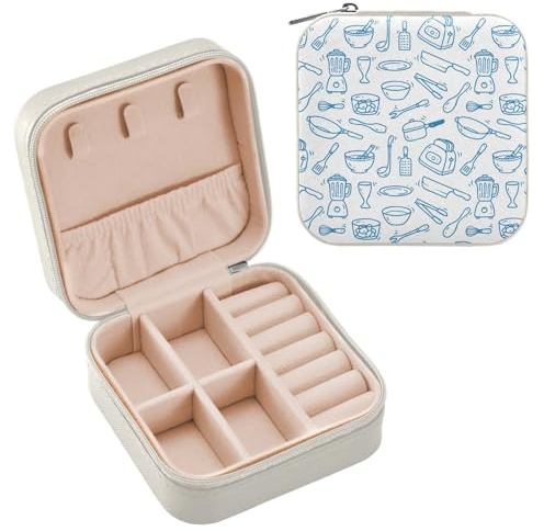 FRODOTGV Mini boîte de rangement pour bijoux, ustensiles de cuisine, cadeaux personnalisés pour filles, étui à bijoux de voyage blanc pour boucles d'oreilles, bagues, bagues