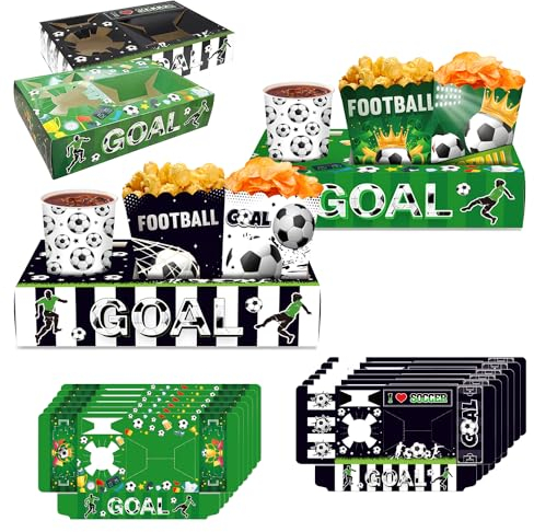 LiHuoRi Football Snack Trays, Large 12 Pieces, Football Paper Serving Tray, Football Paper Tray Holder, Check Out Football Games and Football Celebrations, Party Supplies, Popcorn Drinks, Candy Box