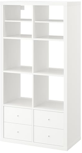 KALLAX Regal 147x77 cm mit 4 Schubladen / mit 2 Regaleinsätzen weiß