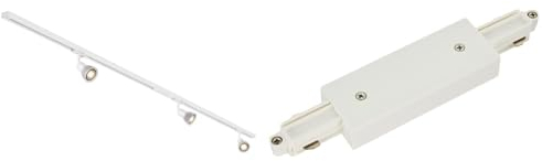 SLV LED Schienensystem PURIA, Starter Set, 1Phasen Schienen-Leuchte & Längsverbinder 1Phasen-Aufbauschiene | Hochvolt-Stromschiene, Aufbau-Schiene, Stromschienen-System|mit Einspeisemöglichkeit, weiß