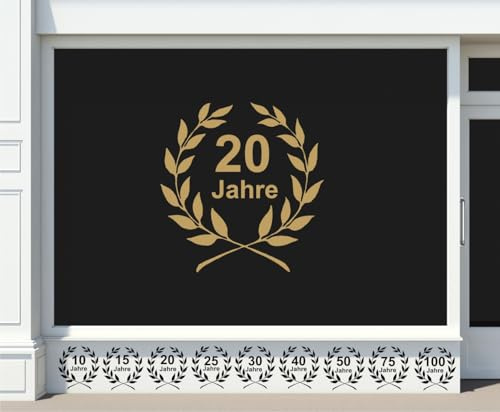 Jubiläumsaufkleber Aufkleber Jubiläum Lorbeerkranz 10, 20, 25, 30, 40, 50, 75, 100 Jahre Farbe, Größe, Zahl wählbar
