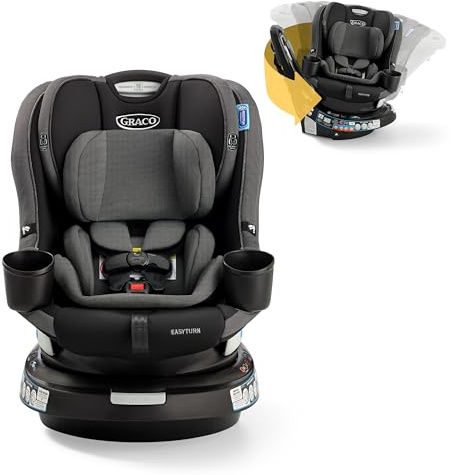 Graco EasyTurn 360 2-in-1 Cabrio Autositz, 360 Grad drehbarer Kindersitz zu Kleinkind, drehbarer Autositz, 2 Modi nach vorne und hinten, schlankes Design, Cyran