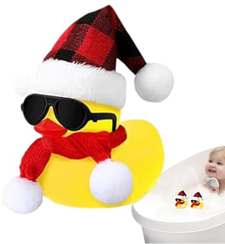 laxreheye Gelbe Quietscheente, Weihnachts-Gummiente | schwimmende und quietschende Gummienten mit Sonnenbrille, Schal, Hüte | kleine gelbe Enten für Badewanne, Spielzeug