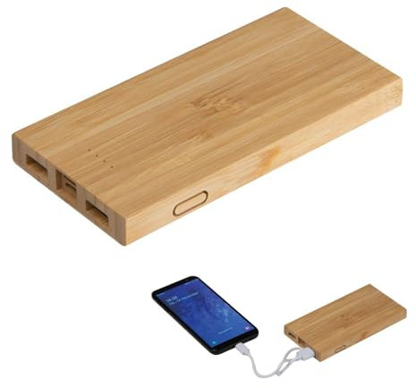 Powerbank 8.000 mAh aus Bambus mit Gravur - Holz Powerbank gravieren