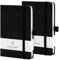 Mini Notizbuch, 2 Stück Notizheft A6, 9,5 cm x 14,5 Notitzbuch Klein, Mitstifthalter Schwarz PU Notizbuch Leder, zum Notieren Einkaufszettel, für to do Liste Block, Arbeit Notizbücher