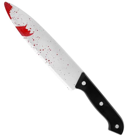 VEYLIN Halloween Bloody Knife, 1 Pack Plastic Bloody Knife Prop for Halloween Party Costume Accessory 30cm Long