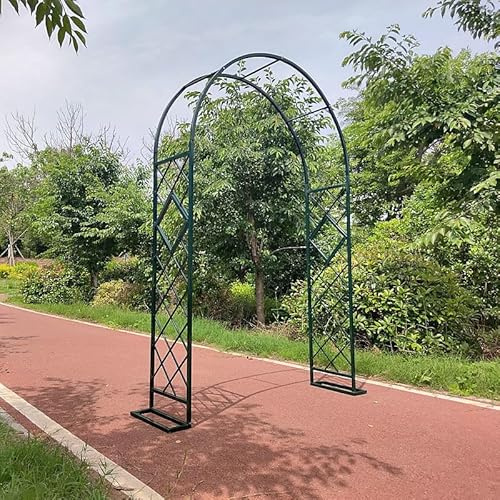 Schwer Rosenbogen, Verzinkt Gartenbogen Metall,Gitterdesign, Lackierprozess, hochtemperaturbeständig, langlebig, geeignet für Rasenterrassenhochzeiten, Partydekoration, Gartendekoration(Grün,1.4m*2.3m