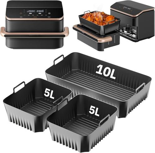 Moule Silicone Air Fryer 3pcs Compatible avec Air Fryer Cosori 10l Twinfry et Ninja Air Fryer 10.4l Af500eu Foodi Flex Accessoires de Cuisson Réutilisable Plat pour Airfryer
