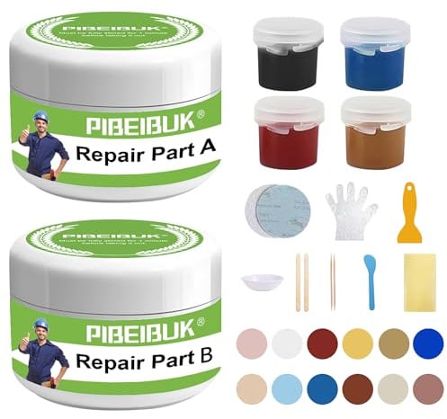 PIBEIBUK Surface Repair Kit for Tubs, Tiles, Countertops - Fixes Chips, Cracks, Scratches, Holes (Fiberglass, Porcelain, Stone, Acrylic)