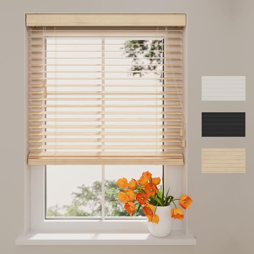 DTCH® Holzjalousie innen Natur 60 x 130 cm (BxH), 50mm Lamellen aus Paulownia Holz, Breiten von 50 bis 250 cm erhältlich, Innenjalousie, Fenster Jalousien