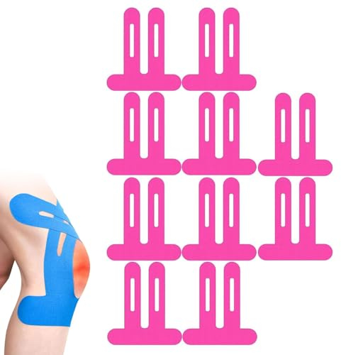10PCS Knie Tape Bandage Knie Stabilisierung,Gittertape für Knie,Vorgeschnitten Hautfreundlich mit perfektem Trage-komfort,Wasserfestes & Elastisches Tape für Knieschmerzen (Hot Pink)