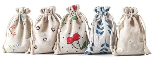 HERZONE - 24 sacchetti in cotone con cordoncino 10x14cm, sacchetti regalo con cordoncino per gioielli, matrimoni, feste, Natale (4color-A)