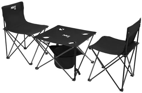Camping Tisch Set klappbar mit 4 Stühlen – Leichtes Outdoor Set, höhenverstellbar, kompakt, für Camping, Garten, Picknick & Festivals