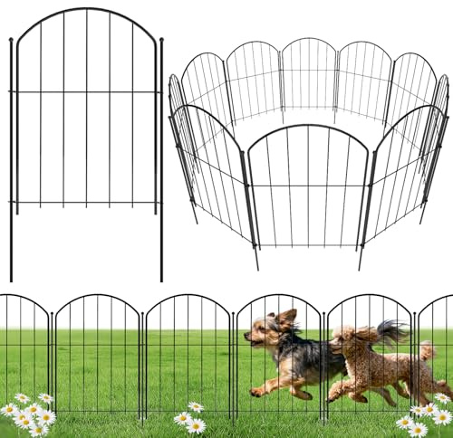 Bamworld No Dig Garden Fence, 43cm x 300cm Rustproof Metal Animal Barrier, 10 Pack Arched Decorative Border Panel for Dog, Flower Bed Edging, Yard Patio and Outdoor Garden Decor