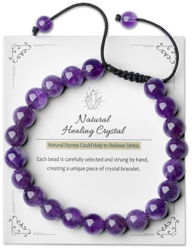 XIANNVXI 8mm Perlenarmband Damen Armband Echte Steine Kristalle Armbänder Damen Verstellbares Armband