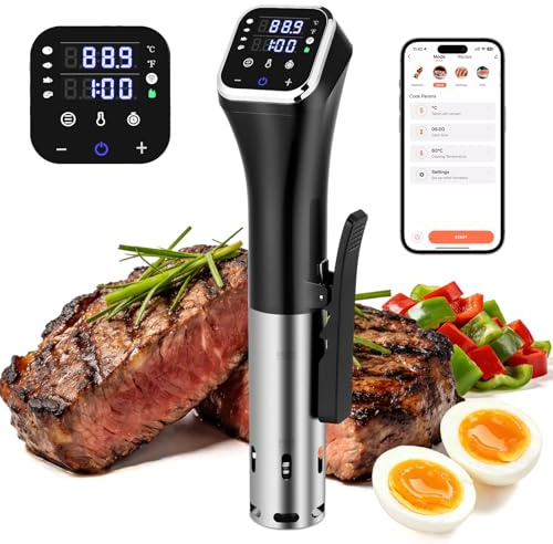 Cocina Sous Vide WiFi de 2.4 G, circulador de inmersión de precisión de 1100 W con control de temperatura de ±0.-17.2 °C, IPX7 impermeable, funcionamiento silencioso, pantalla LED y 4 protecciones de