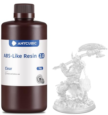ANYCUBIC ABS-Like Resin 2.0, (Transluzent, 1 kg) | 3D-Druckerharz mit hoher Zähigkeit und Belastbarkeit, hoher Präzision und Härte, geringem Geruch