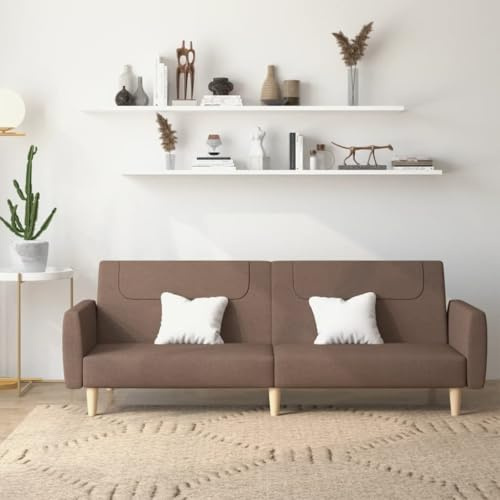 GeenYuu Schlafsofa 2-Sitzer Taupe Stoff, Verwandlungssofa mit Holzrahmen, 220x84,5x69 cm, für Wohnzimmer, Gästezimmer, kleines Zimmer