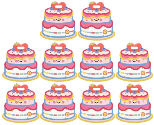 10 Stück Pe Geschenktüte für Süßigkeiten mit Kuchenmotiv | Abschlussfeier Saison, Leicht und Wiederverwendbar, für Kindergeburtstag und Vorschulkinder