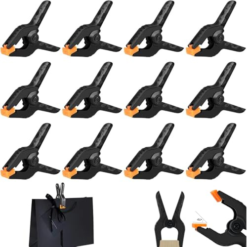12 Pack Black Backdrop Clips Balloon Arch Decorations, Spring Clamps, Plastic Clipsfor Crafts and Backdrop Clips Backdrop Clamps for Crafts, Woodworking, Photography, Outdoor