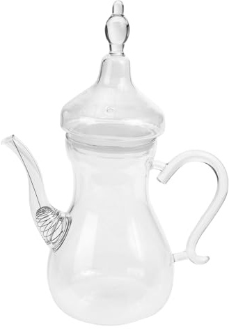 NUOBESTY Théière en Verre Transparent 1000 Ml de Style Moyen-oriental, Résistance Haute Température en Verre Borosilicaté, Infuseur Amovible pour Thé en Vrac, Service à Thé Décoratif
