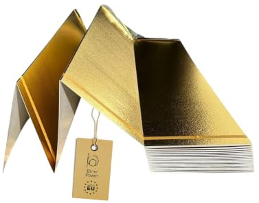 BirnePower Premium Trittschalldämmung 1,5 mm für Klick-Vinyl (LVT) mit Goldfolie, 10 m² (1 Paket), Unterlage als Faltplatte, Integrierte Dampfsperre, Fußbodenheizung geeignet, Made in EU