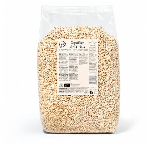 KoRo - Gepuffter Bio 5 Korn Mix 400 g - Aus braunem Reis, Dinkel, Hirse, Quinoa & Emmer - Protein- & Ballaststoffquelle - Ohne Zuckerzusatz*