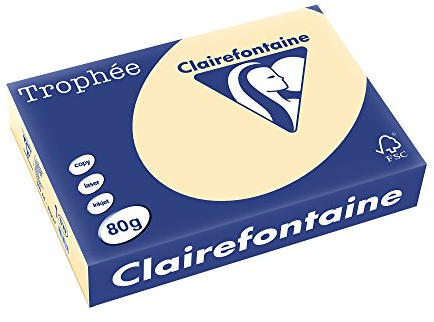 Clairefontaine 1787C - Ries Druckerpapier / Kopierpapier Trophee, intensive Farben, DIN A4, 80g, 500 Blatt, Creme, 1 Ries