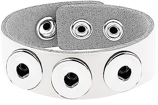 Andante Leder ARMBAND für Chunks Click-Buttons mit Druckknopf-Verschluss (18-22 cm) Weiß