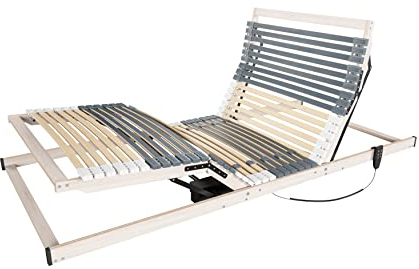 Matratzen Perfekt 7-Zonen Lattenrost elektrisch verstellbar und orthopädisch, 80 x 200 cm – elektrischer Bettenrost mit 2 Motoren, Härtegrad-Regulierung und 42 Federleisten