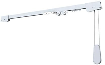 TENDAGGIMANIA Vorhangschiene Weiss - aus Alluminium - Linear Rekt, SeilzugBewegung, komplett Alle Zubehör - Personalisierbar - (Mit Seilzug, 140 cm)