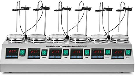 Magnetrührer Mit Heizplatte Labor Magnetrührer Heizplatte 0~2400 RPM Magnetmischer Mixer Heizung Kontrolle Digitalanzeige Rührart (6 Platte)