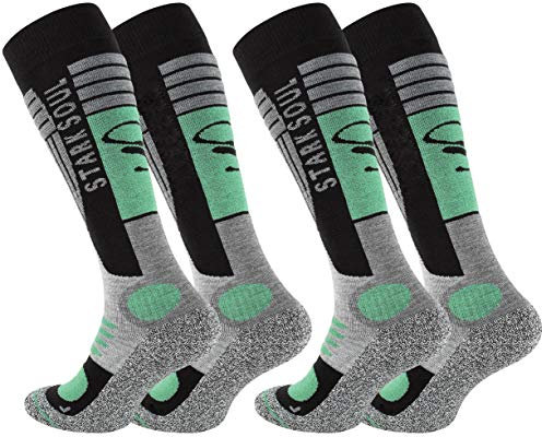 STARK SOUL Ski Funktionssocken, Wintersport Socken mit Spezial Polsterung, 2 Paar (39/42, grau-schwarz-grün)