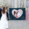 Herz & Heim® Hochzeitsbanner Herz zum Ausschneiden für Hochzeitsspiel mit Namen und Datum - Motivauswahl Fotoherz Boho Stil