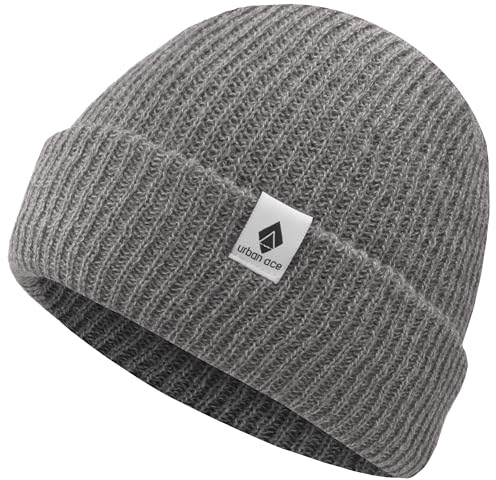 urban ace | CrewU | Beanie Mütze, Haube, für Frühling, Herbst, Winter, weich & leicht, Damen, Herren, Unisex, glatter, weicher Stoff, optimale one Size Passform, Melange Beanie (Charcoal)
